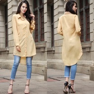 Women Tops Black Chiffon Blouse Long Shirt