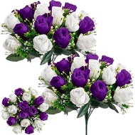 Day Arrangements Riceshoot Decor(Yel Tombstone Flowers for Silk Artificial Heads Cemetery for Bouque