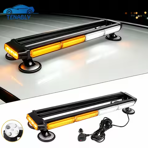 66CM COB Led Strobe Bar Roof Magnetic Car Flashing Warning Lights White Amber 12V 24V LED Strobe Bea