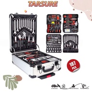 TARSURR 187Pcs Tools Set, Wheeled Trolley Socket Wrench Tool Box Set, Portable High Hardness Profess