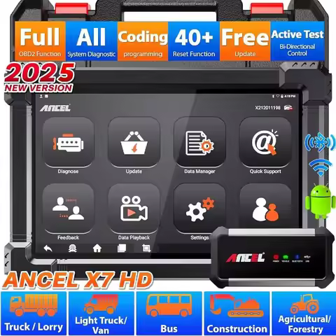 ANCEL X7HD Heavy Duty Truck Scanner Full System Diagnostic Tool Bidirectional Diesel Scan Tool with 