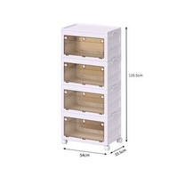 2A99 (四層）家用免安裝收納櫃 可折疊收納櫃 臥室客廳塑膠置物櫃 多層多功能雜物收納箱 衣物被子收納 收納盒 收納櫃子 家用塑膠箱