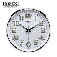 HOSEKI H-9138 Round Designer Luminous Wall Clock Decor Silent Sweep 3D Large Number Battery Operated For Kitchen Living