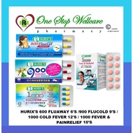HURIX'S 600 FLUAWAY 6'S / 900 FLUCOLD 9'S / 1000 COLD FEVER 12'S / 1000 FEVER & PAINRELIEF 10'S