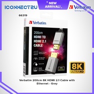 Verbatim 66319 200cm 8K HDMI 2.1 Cable with Ethernet - Grey