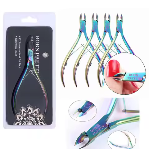 BORN PRETTY Nail Cuticle Nipper Scissors Stainless Steel Rainbow Tweezer Clipper Dead Skin Remover S