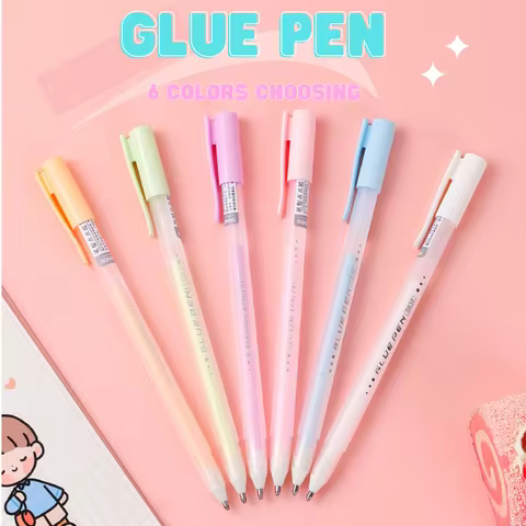 Candy Color Glue Pen Quick-Drying Manual Dispensing Pen Solid Glue Stick Student Handbook Diy High V