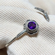 天然 紫水晶 手環 尼泊爾 手工製 925純銀