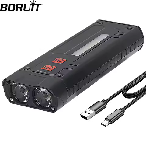 BORUiT EDC LED Flashlight Type-C Rechargeable Magnet Work Light Torch with Clip Waterproof Camping P