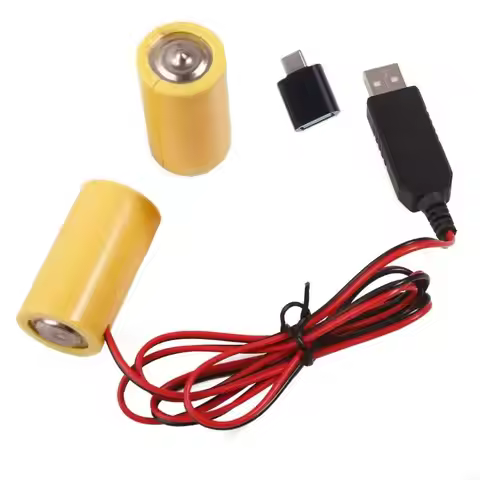 Power Supply Cable 3V LR14 C Battery Eliminators Cable with Type C Adapter HX5E
