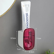 ที่บีบยาสีฟันอัตโนมัติ1ชิ้นอุปกรณ์ในห้องน้ำที่ติดผนังที่บีบยาสีฟันที่วางแปรงสีฟัน