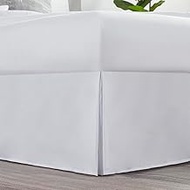 Omnegon 600TC Pleated Bed Skirt for King Size Bed, 100% Egyptian Cotton 10” inch Tailored Drop Dust Ruffle, Covers Bed Legs and Frame - White