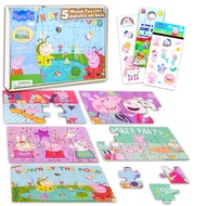 Peppa Pig Puzzle Set for Kids - Bundle with 5 Pack Peppa Pig Puzzle and Fun Pack Including Stickers,