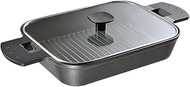 Oaks UCS16BK Grill Pan, Induction Compatible, Uchikook Steam Grill, Glass Cover, Black, Approx. 15.7