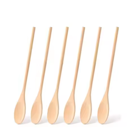 1/2 Pcs Wooden Soup Spoons Long Handle 30*5cm Beech Wood Mixing Stirring Coffee Dessert Spoons Eco F
