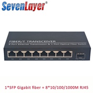 10/100/1000M 8 RJ45 1 Sfp fiber Gigabit Ethernet switch 1F8E Fiber Optical Media Converter Single Mo