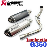 Akrapovic Exhaust Lambretta G350 Exhaust Full System Piping Stainless Steel Accessories Motor Ekzos 