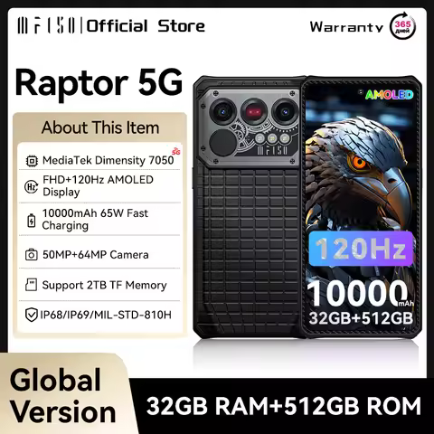 IIIF150 Raptor 5G Rugged Smartphone 6.78'' 120Hz AMOLED Display 10000mAh 32GB(16GB+16GB)+512GB 50MP