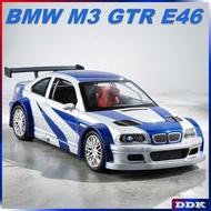 1:24 BMW M3 GTR E46 Diecast Alloy Model Toy Car Sound Light Pull Back Kids Friend Birthday Gifts