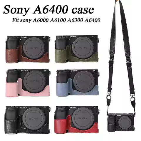 PU Leather Camera Case Bag Cover Shoulder strap For Sony A6000 A6100 A6300 A6400