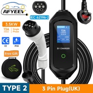 【Domestic shipping】AFYEEV 3.5kW EV Charger 3 Pin Plug, 6-13A Electric Car Charger Cable Type 2 for u