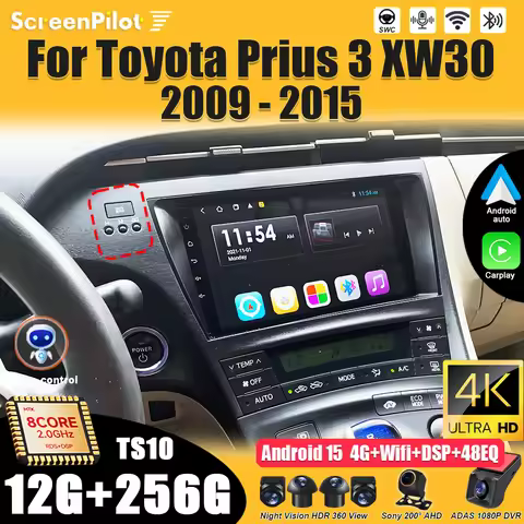 9 Inch Android 16 For Toyota Prius 3 XW30 2009 - 2015 Car Radio Multimedia Video Player Stereo Head 