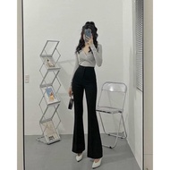 Black FLARE PANTS IN SNOW FABRIC