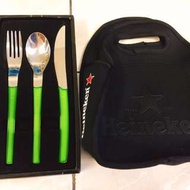 ［商品名稱］#全新Heineken刀茶湯匙3件組（不包含手提保冷/溫袋