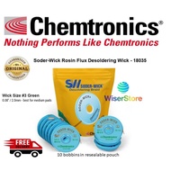 [CLEARANCE] Soder-Wick Rosin Flux Desoldering Wick - 18035 (Wick Size #3 Green,0.08" / 2.0mm - best 