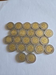 香港:洋紫荊:(10元硬幣):全部1995年:風水錢:(俗稱):有金有銀:共22個