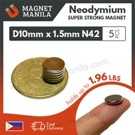 Magnet Manila 5 pcs. D10mm x 1.5mm Neodymium Magnet, N42 Super Strong Earth NdFeB