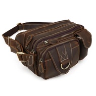 Crazy horse leather waist bag retro top layer waist bag