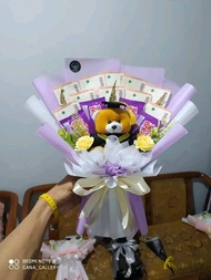 Buket wisuda Boneka jajan dan uang/buket lucu/kado Wiisuda/buket murah meriah dan kualitas premium