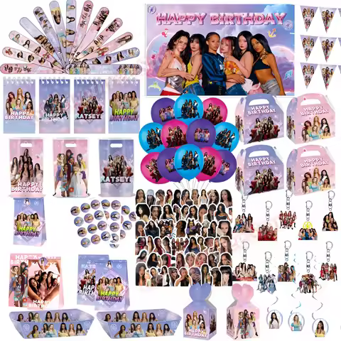 K&Katseye Birthday Party Favors Kpop Idols Party Decoration Bracelet Sticker Keychain Balloon for Fa