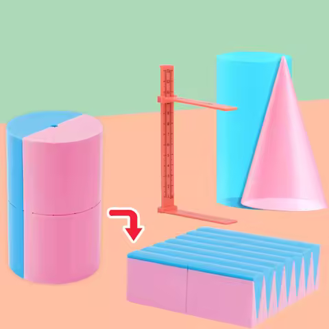 Math Geometry Kit - 3D Cylinder&Cone Volume Demonstrator,Surface Area Calculating Model with Measuri