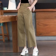Spring Autumn Cotton Straight Leg 9-Point Pants