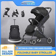 HOUMASH Foldable Cabin Baby Stroller Compact Lightweight Two-way Stroller Pull Bar Easy To Push