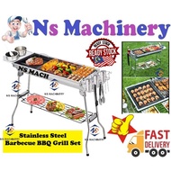 PREMIUM BBQ GRILL SET /Stainless Steel Barbecue BBQ Grill Portable Folding Home or BBQ Set Outdoor C