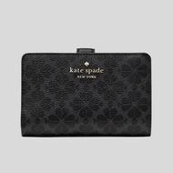 KATE SPADE Spade Flower Medium Compact Bifold Wallet Black KN756