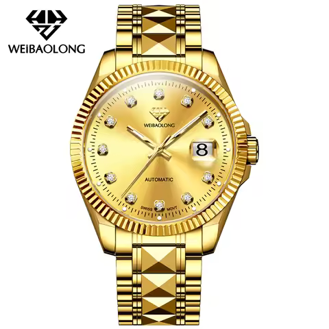 WEIBAOLONG Watch Men Real Diamond Sapphire Mirror Tungsten Steel Strap Swiss Movement Automatic Mech
