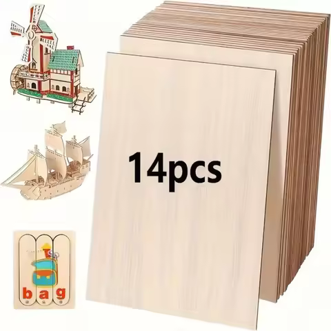 Unfinished Plywood Craft Boards 14/24/32 Pieces Set 5.91" X 3.94" Size 2.5mm Thickness Laser Cutting