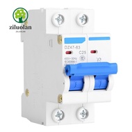 ZILUOLAN Circuit Breaker, 2P 400V AC DZ47-63 2P Circuit Breaker, Durable 25A/40A/50A/63A Leakage Cir