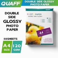 QUAFF Double Sided Glossy Photo Paper - A4 Size 50 Sheets (120gsm)