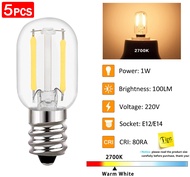 5 Packs E12 E14 LED Filament Bulb 1W Mini Tubular Edison Bulbs 10W Equivalent 90% Energy Saving 220V