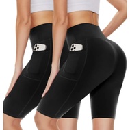 BLACK BASIC YOGA CYCLING SHORTS WITH SIDE POCKET FOR WOMEN ( SMALL TO 5XL )