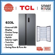 FREE SHIPPING  TCL SIDE BY SIDE FRIDGE TRSB-W713IS1