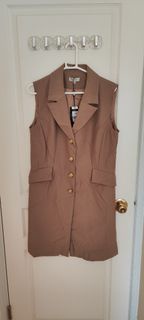 全新連吊牌 WANKO 無袖啡色外套 西裝外套 長外套 38碼