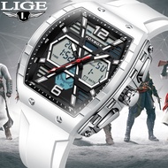 LIGE Original Fashion Watch Men Brand Business Sport Watches Chronograph Quartz Military Waterproof Silica Gel Band Wristwatch