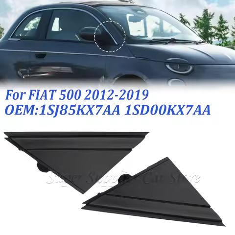 Rear Mirror Triangle Trim Plate Matte Black Door Mirror Flag Cover Moldings 1/2pcs For Fiat 500 12-1