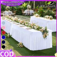 4ft/6ft/8ft Table Skirting Table Cloth Cover Elastic Anti-Wrinkle Conference Reception Banquet Weddi